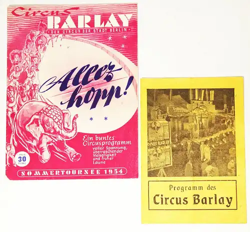 Barlay Zirkus Sommertournee 1954 Programm Hans Albers