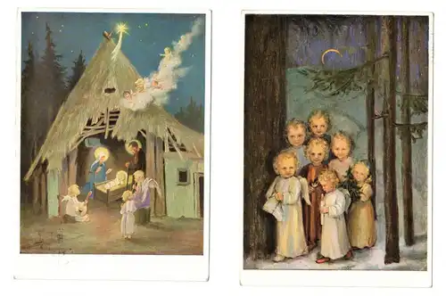 2 x Ak Weihnachten Schönermark & Spötl Krippe Engel Künstler 1957/58  ! (A4069