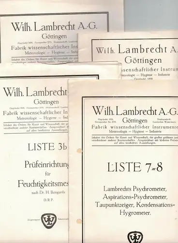 Katalog Listen Wilh.Lambrecht A.-G. Göttingen Meßinstrumente Meßgeräte 1929 !