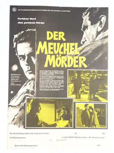 Der Meuchel Mörder Krimi Progress Filmplakat DDR 1962 Belinda Leet
