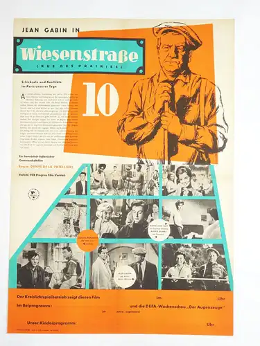 DDR Filmplakat Wiesenstraße Jean Gabin 1960 Poster