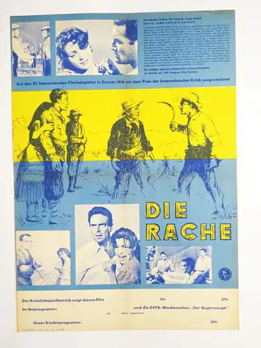 Die Rache Filmfestspiele Cannes 1958 Filmplakat