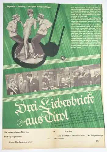 Drei Liebesbriefe aus Tirol DDR Filmplakat Progress Smyrner Hörbiger