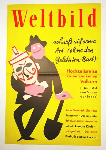 Weltbild Poster Auf den Spuren der Inka John Steinbeck 1960er Plakat Aushang