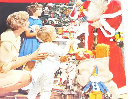 Neue Illustrierte Poster Plakat Frohe Weihnachten Weihnachtsmann Vintage