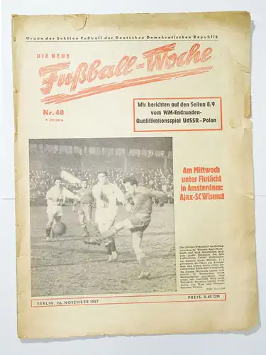 Fuwo Nr 48 Berlin 1957  WM Endrunden Quali UdSSR gegen Polen DDR Fussball Zeitun