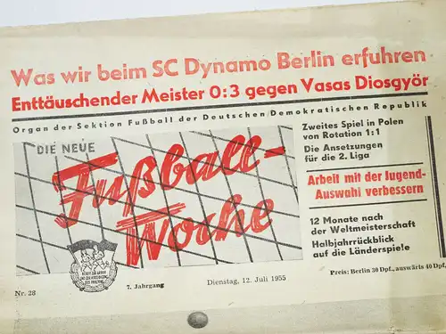 FUWO Fußball Woche Nr 28  1955 DDR SC Dynamo Berlin