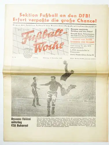 Fußball Woche Nr 49 Fuwo 1953 Dynamo Zwickau 