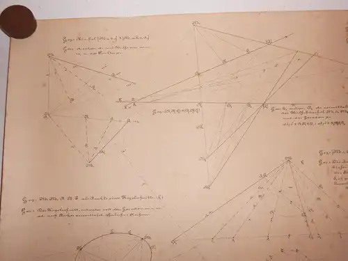 Handzeichnung Geometrie geometrische Formen Student Polytechnikum Dresden 1878