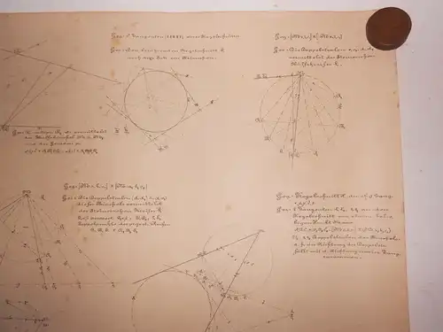 Handzeichnung Geometrie geometrische Formen Student Polytechnikum Dresden 1878