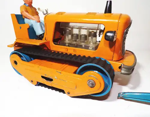 MSB Raupe Raupenschlepper mit Fahrer Orange DDR Spielzeug