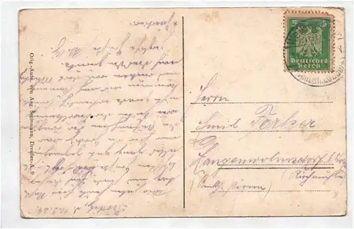 Ak Gruss aus Gröditz Gasthof Kirche Skala Postagentur 1924