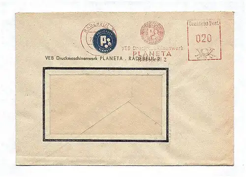 Briefkuvert VEB Druckmaschinenwerk PLANETA Radebeul ca 1955 DDR