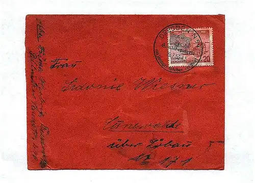 Brief Cunewalde Löbau DDR 1955 rot  Briefkuvert