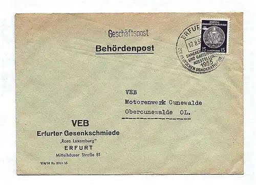 Geschäftspost VEB Erfurter Gesenkschmiede DDR 1955 Behördenpost