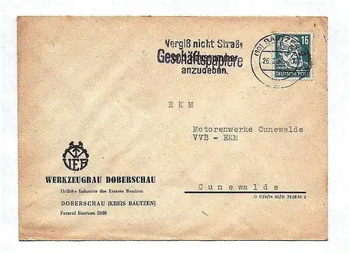 Geschäftspapiere Werkzeugbau Doberschau Bautzen DDR 1953