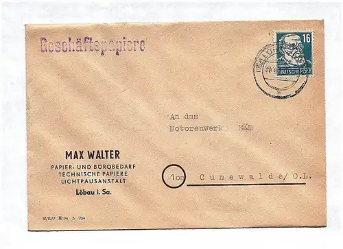 Geschäftspapiere Papier Bürobedarf Löbau DDR 1953