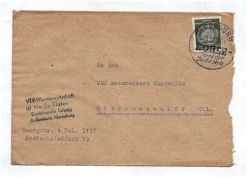 Brief DDR VEB Wasserwirtschaft an VEB Motorenwerk Cunewalde ca 1957