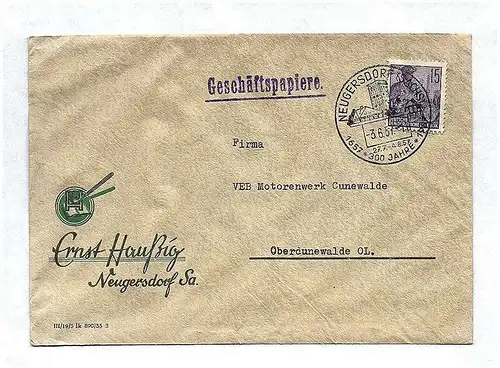 Geschäftspapiere Ernst Haußig Neugersdorf Sachsen 1957 DDR