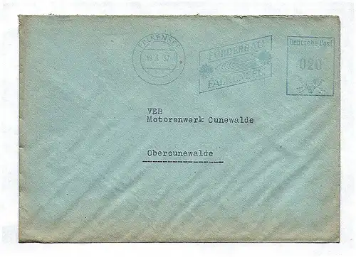 Brief 1957 Motorenwerk Obercunewalde Sachsen DDR