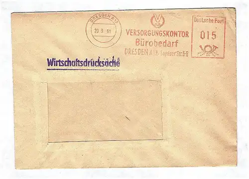 1961 Wirtschaftsdrucksache Versorgungskontor Bürobedarf Dresden