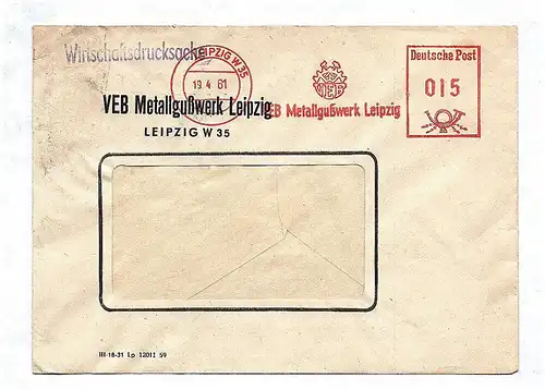 Wirtschaftsdrucksache DDR 1961 VEB Metallgußwerk Leipzig