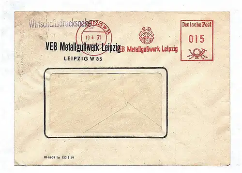 Wirtschaftsdrucksache DDR 1961 VEB Metallgußwerk Leipzig 