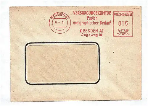 Briefkuvert Versorgungskontor Papier und grafischer Bedarf Dresden 1961