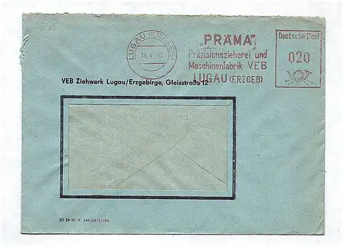 Brief VEB Ziehwerk Lugau Erzgebirge DDR 1961