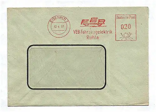 Briefkuvert 1961 FER VEB Fahrzeug Elektrik Ruhla DDR