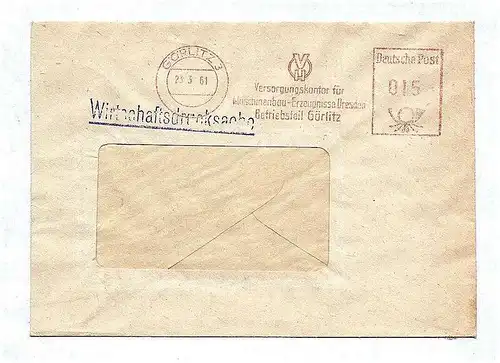 Wirtschaftsdrucksache 1961 Görlitz Versorgungskontor für Maschinenbau