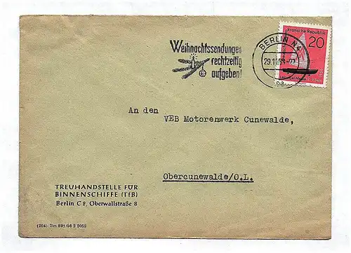 Brief ca 1956 VEB Motorenwerk Cunewalde OL Briefkuvert Sachsen DDR