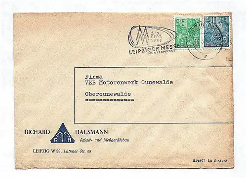DDR Briefkuvert Richard Hausmann Schalt Messgerätebau Leipzig 1956