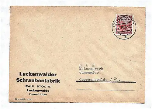 Brief Luckenwalder Schraubenfabrik an EKM Motorenwerk Cunewalde 1956 DDR