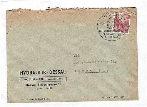 1956 Hydraulik Dessau Maschinenfabrik DDR Brief