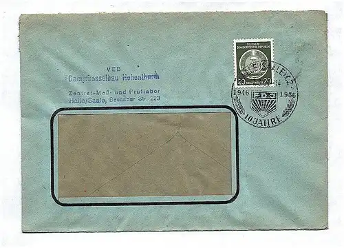 Briefkuvert DDR VEB Dampfkesselbau Hohenthurm 1956
