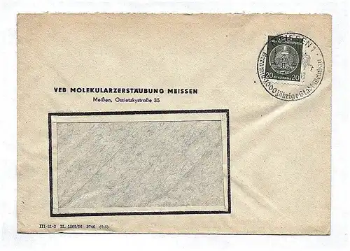 Brief VEB Molekularzersteubung Meissen Sachsen 1956