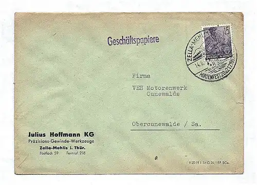 Geschäftspapiere ca 1956 Julius Hoffmann KG Thüringen DDR