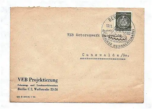 Brief VEB Projektierung Berlin an VEB Motorenwerk Cunewalde 1956 DDR