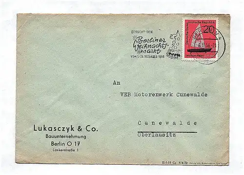 Brief Lukasczyk Co Bauunternehmung Berlin DDR 1956