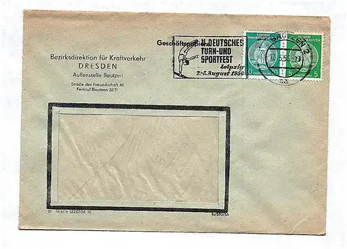 Briefkuvert Bezirksdirektion für Kraftverkehr Dresden DDR 1956