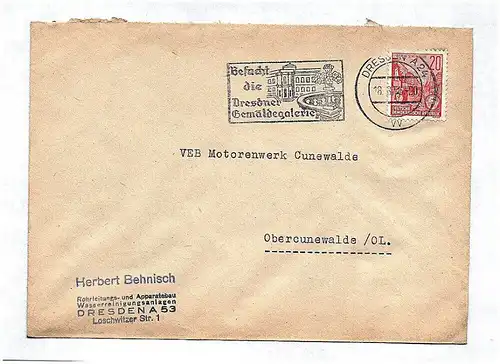 VEB Rohrleitungs Apparatebau Dresden Brief DDR 1956