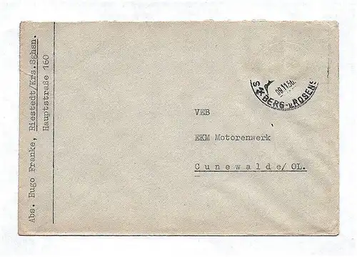 Briefkuvert 1956 Riestedt Krs Sangerhausen DDR Brief