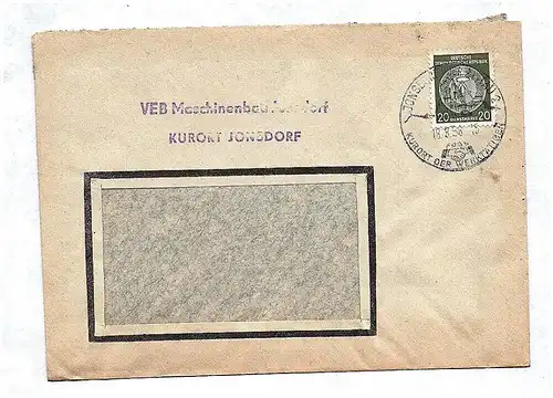 Brief VEB Maschinenbau Kurort Jonsdorf Sachsen Briefkuvert DDR 1956