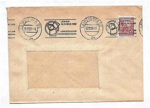 Briefkuvert DDR 1959 Leipzig Lehrschau der Standisierung