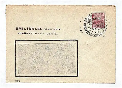 Brief DDR 1959 Emil Israel Granitwerk Schönbach über Löbau Brief