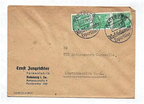 Brief Formenfabrik Radeberg Sachsen 1959 Briefkuvert