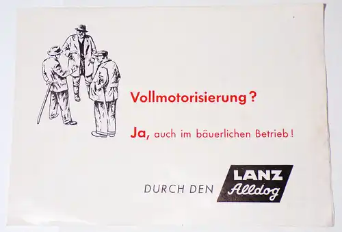 Werbung Lanz Alldog Schlepper Prospekt 1950er Landtechnik