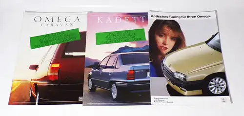 Opel Prospekt 3 Stück Omega Caravan Kadett 