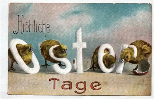 Ostern Ak Küken mit Buchstaben Osterfest 1911